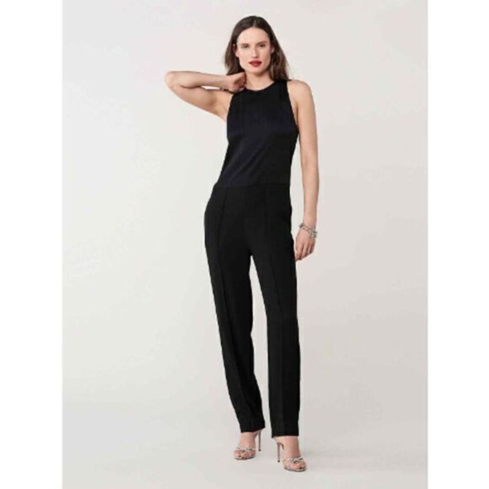 DIANE VON FURSTENBERG NWT Black Melody High-Neck Jumpsuit SMALL